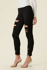Load image into Gallery viewer, HIGH RISE DISTRESSED SKINNY W RAW HEM
