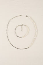 Load image into Gallery viewer, Nola Silver Chain Pearl Bracelet and Necklace Set
