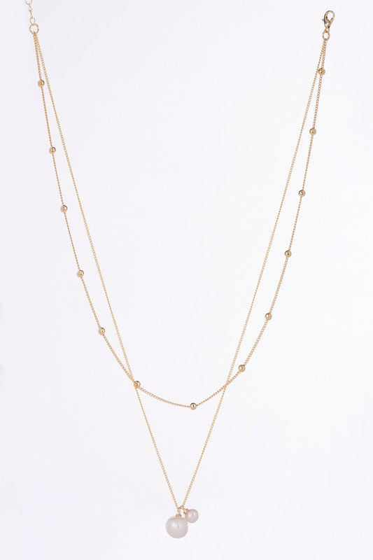 Nylah Pearl Pendant Gold Layered Necklace