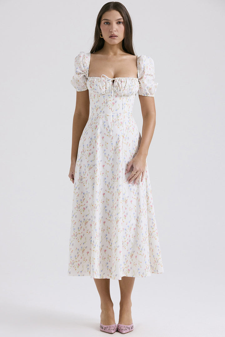 Liana Long White Floral Dress