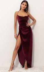 Load image into Gallery viewer, Jolie High Slit Lace-up Velvet Dress

