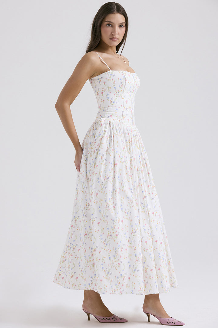 Liana Long White Floral Dress