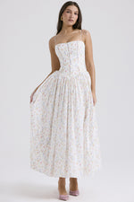 Load image into Gallery viewer, Liana Long White Floral Dress
