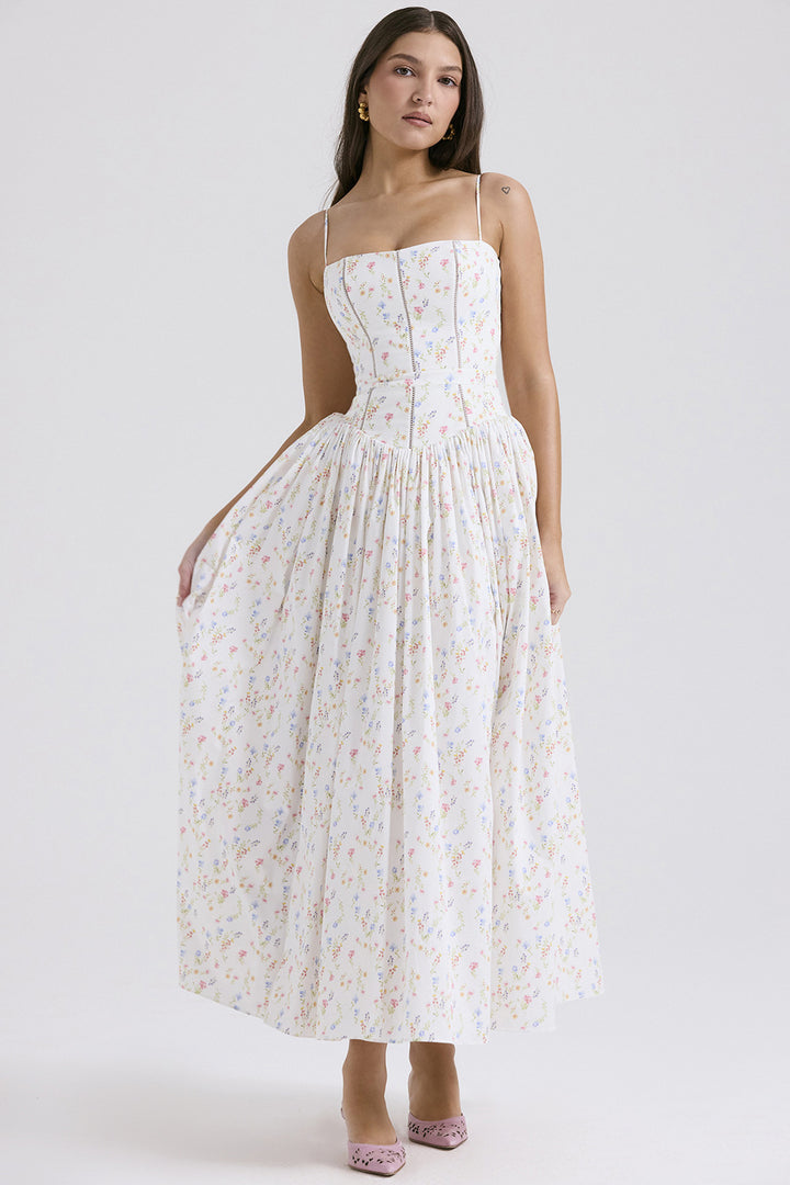 Liana Long White Floral Dress