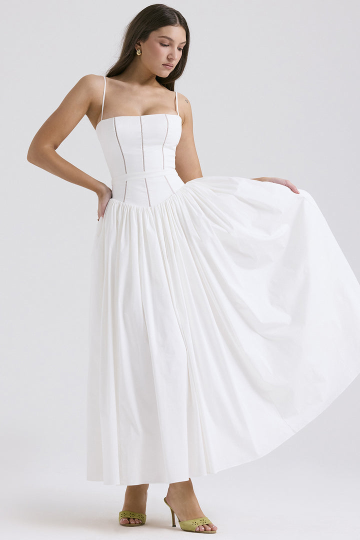 Liana Long White Floral Dress