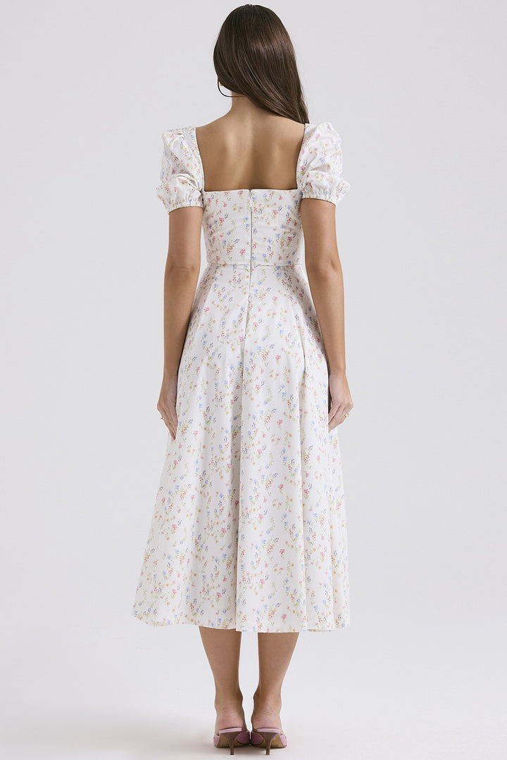 Liana Long White Floral Dress