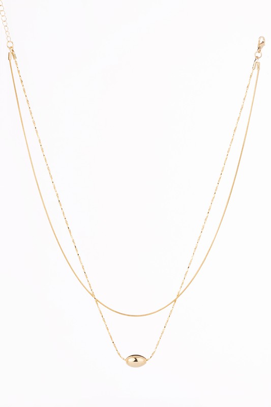 Zalia Double Layered Oval Pendant Necklace