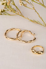 Load image into Gallery viewer, Celine Gold Ripple Hoop Earring and Ring Set
