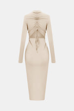 Load image into Gallery viewer, Zip Up Cutout Drawstring Detail Dress
