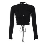 Load image into Gallery viewer, Claire Halterneck Long Sleeve Two-Piece Top

