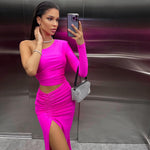Load image into Gallery viewer, Rylee Slit One-shoulder Long-sleeved Dress
