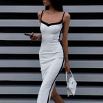 Load image into Gallery viewer, Jade Black Accented Long White Dress

