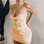 Load image into Gallery viewer, Eliana New Tie-up Rose Fitted Dress
