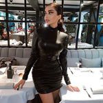 Load image into Gallery viewer, Luna Pu Leather Long Sleeve Dress
