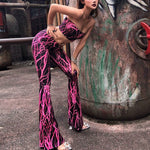 Load image into Gallery viewer, Leilani Black and Electric Pink Two-Piece Pants Outfit

