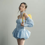 Load image into Gallery viewer, Isabella Bandeau Slim Puffy Dress
