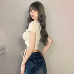 Load image into Gallery viewer, Christine V Plunge Cutout String Tie Shirt
