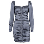 Load image into Gallery viewer, Violet One-Shoulder Pleated Long-Sleeved Dress
