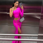 Load image into Gallery viewer, Rylee Slit One-shoulder Long-sleeved Dress
