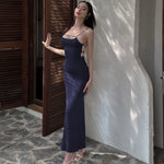 Load image into Gallery viewer, Elena Backless Long Satin Dress
