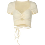Load image into Gallery viewer, Christine V Plunge Cutout String Tie Shirt
