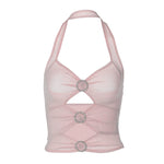 Load image into Gallery viewer, Quinn Glittery Pink Halter Top
