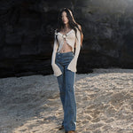 Load image into Gallery viewer, Josephine Long Sleeve Love Button Crop Top
