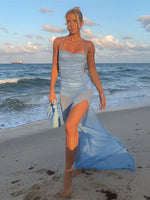 Load image into Gallery viewer, Victoria Double-layered Mesh Backless Dress
