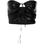 Load image into Gallery viewer, Camila Drawstring PU Leather Cropped Top
