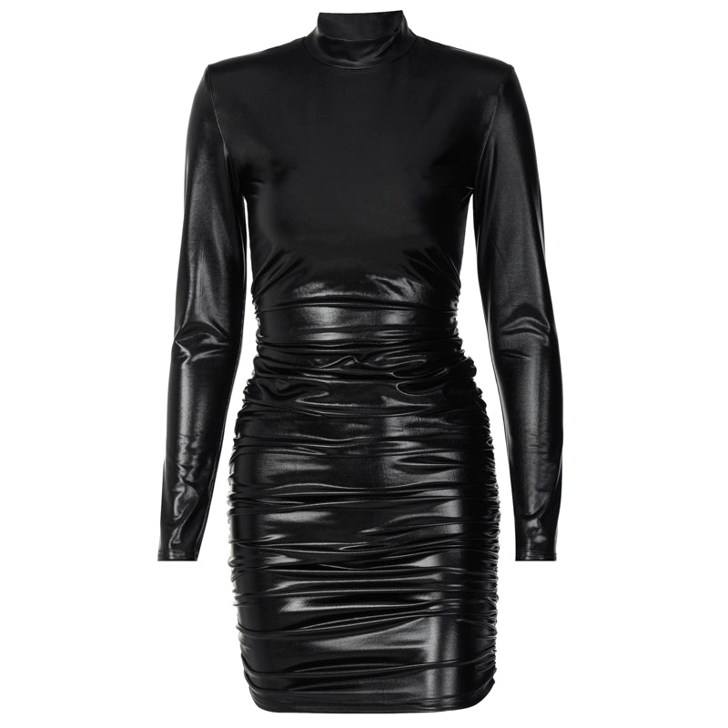 Luna Pu Leather Long Sleeve Dress