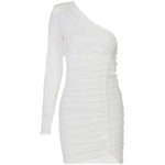 Load image into Gallery viewer, Cora Shimmery Velvet Asymmetric One-Shoulder Dress
