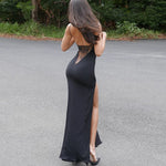 Load image into Gallery viewer, Stella Lace Panels Backless High Split Dress
