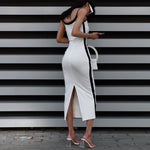 Load image into Gallery viewer, Jade Black Accented Long White Dress
