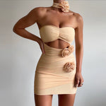 Load image into Gallery viewer, Eliana New Tie-up Rose Fitted Dress
