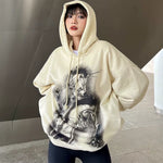 Load image into Gallery viewer, Hazel Spikes Print Long Sleeve Hooded Sweatshirt
